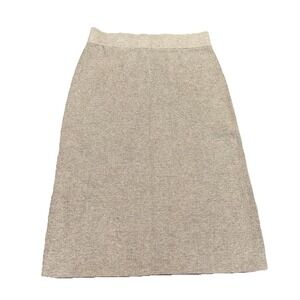 Stella Carakasi Tan Ribbed Cotton Blend Midi Pencil Sweater Skirt Women's XS